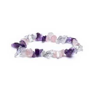 Splitter-Armband Amethyst, Bergkristall, Rosenquarz