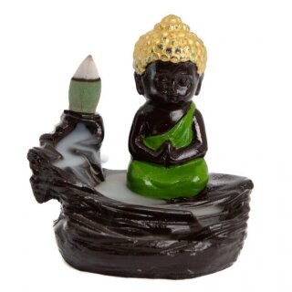 R&uuml;ckfluss R&auml;uchergef&auml;&szlig; Betender Buddha gr&uuml;n