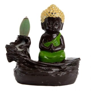 R&uuml;ckfluss R&auml;uchergef&auml;&szlig; Betender Buddha gr&uuml;n