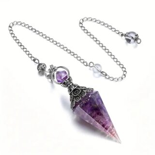 Orgonit Pendel Amethyst Kappe antik silber